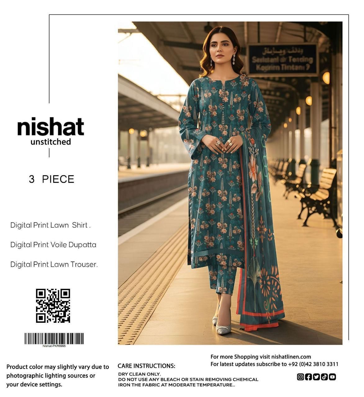 Nishat Inspired 3 Piece Unstitched Lawn Suit for Women
