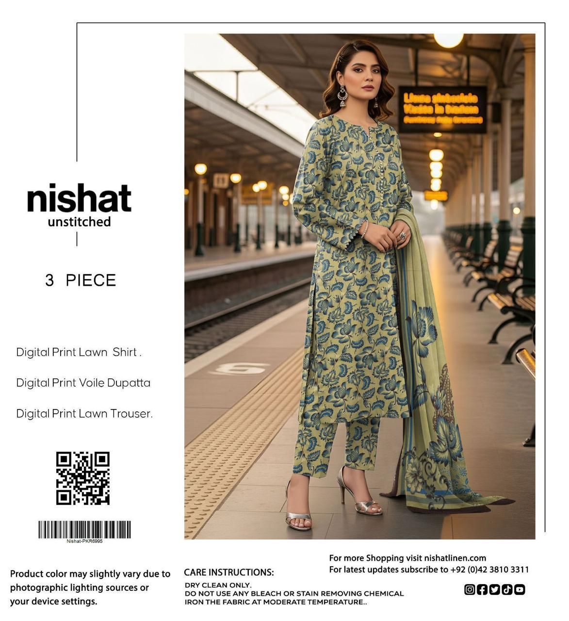 Nishat Inspired 3 Piece Unstitched Lawn Suit for Women
