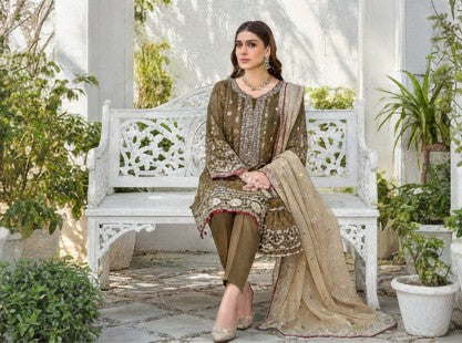 Cross Stitch 3 Piece Embroidered Patch Lawn Suit for Ladies – Summer Collection