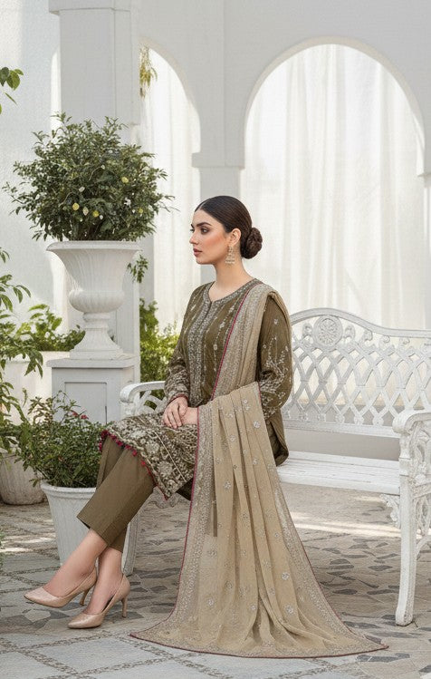 Cross Stitch 3 Piece Embroidered Patch Lawn Suit for Ladies – Summer Collection