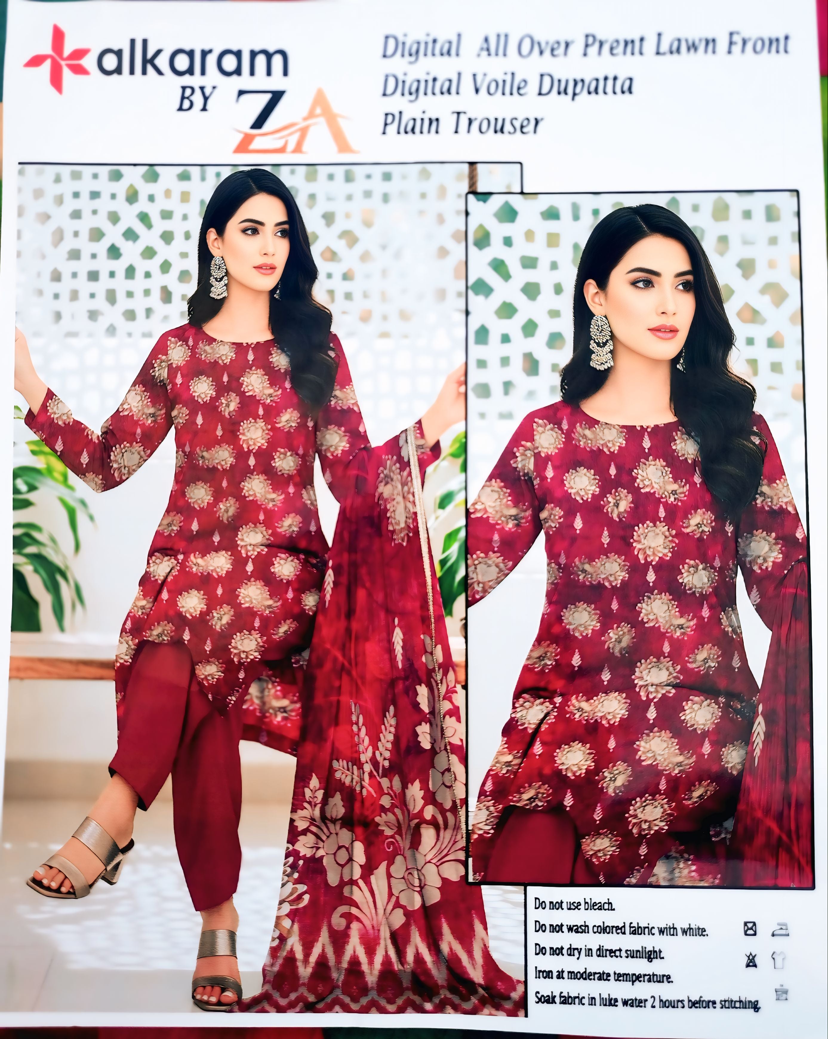 🌸 Digital Printed Lawn 3PC Suit for Women | Summer Lawn Collection | Soft Lawn Fabric with Voile Dupatta