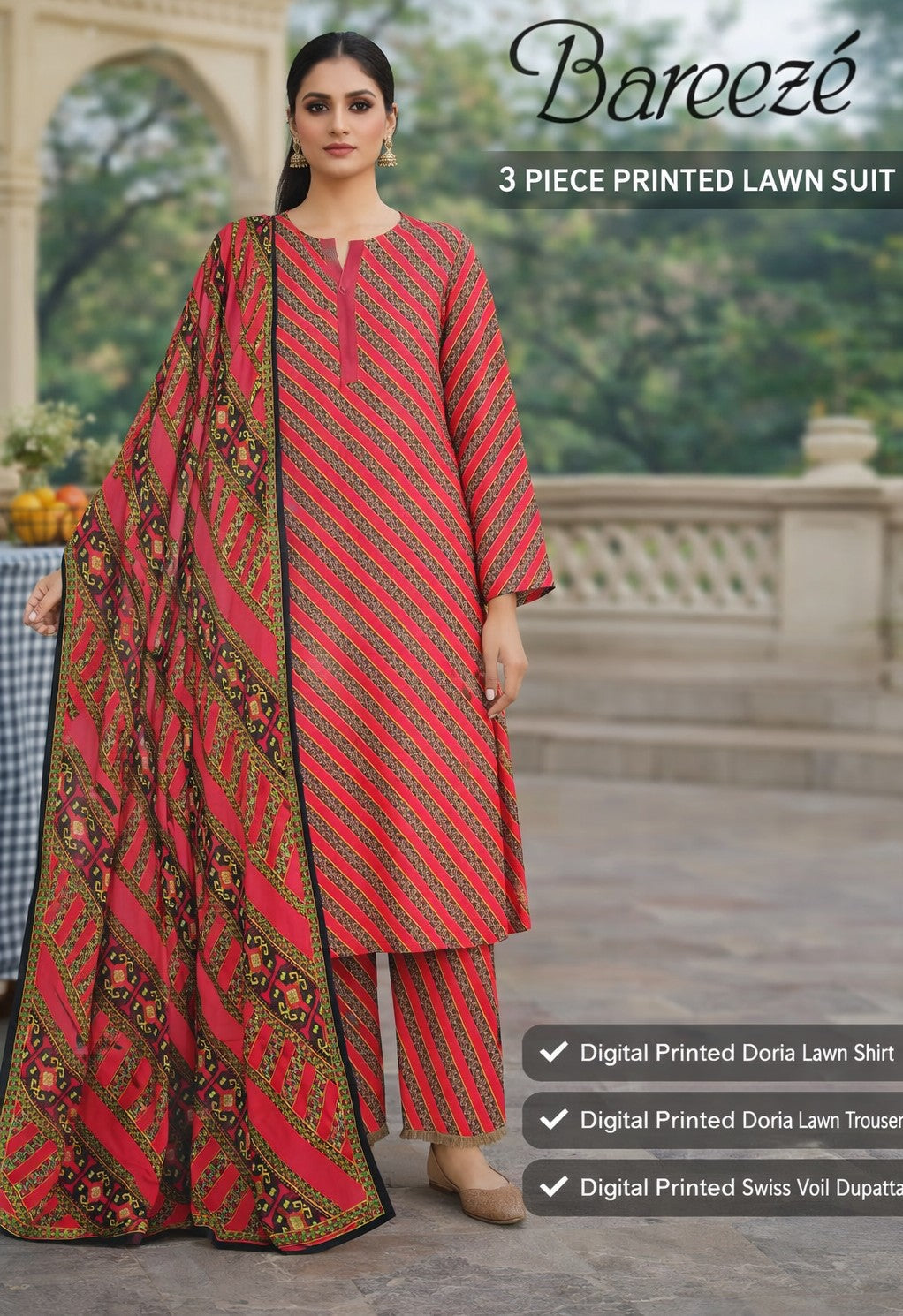 Bareezé 3 PIECE-PRINTED LAWN SUIT