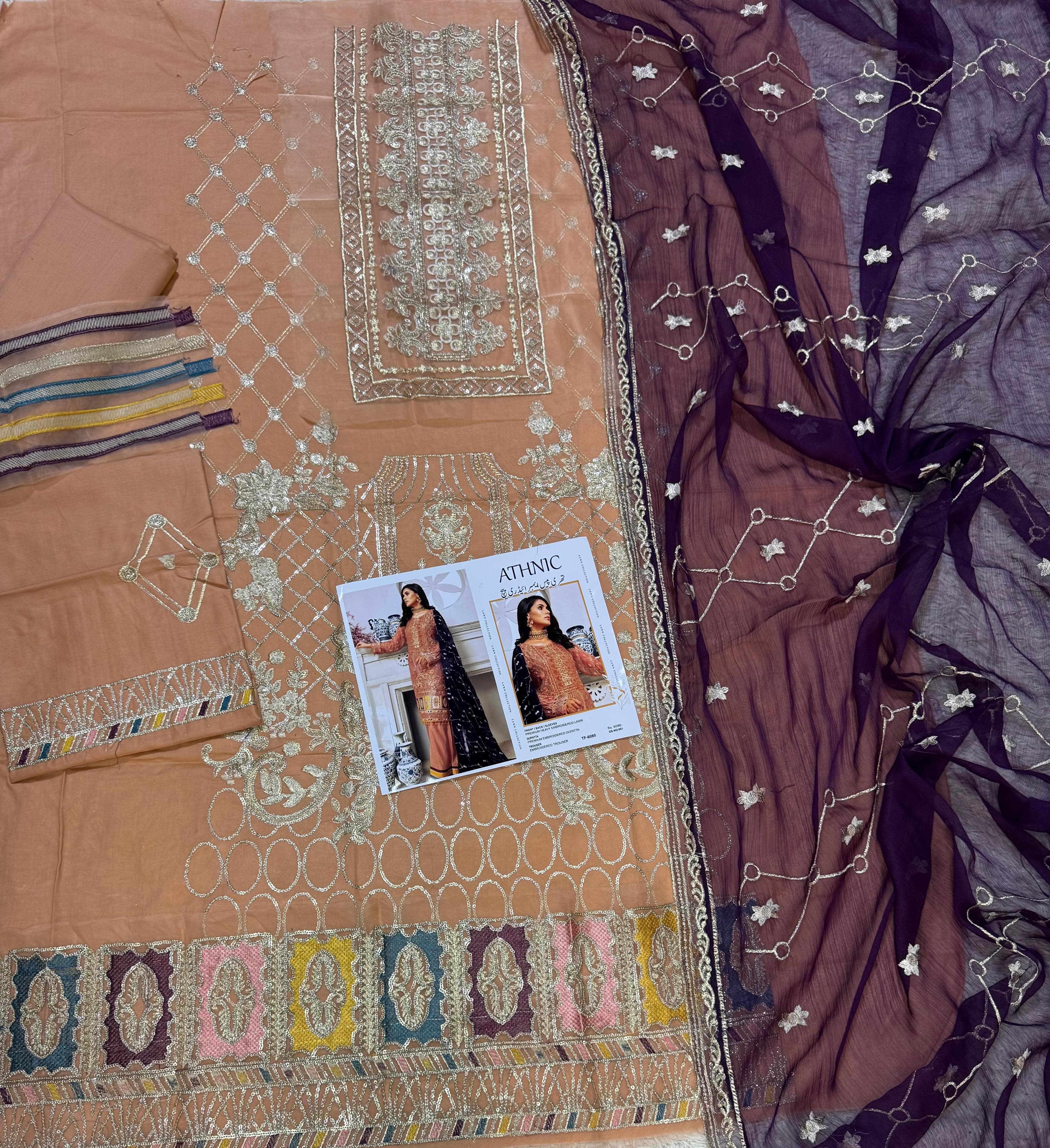 Designer Luxury Embroidered 3-Piece Lawn Suit