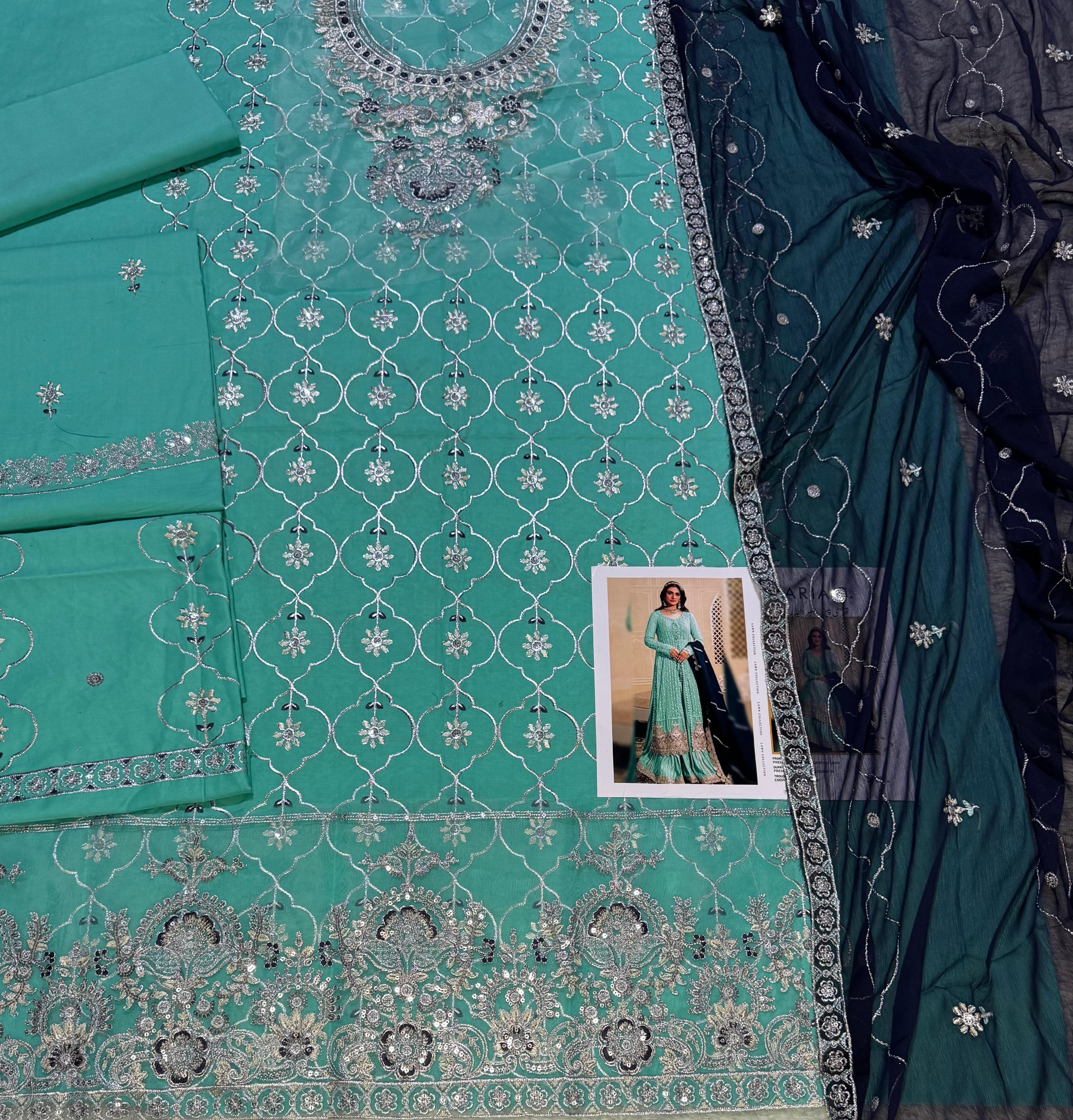 Designer Luxury Embroidered 3-Piece Lawn Suit