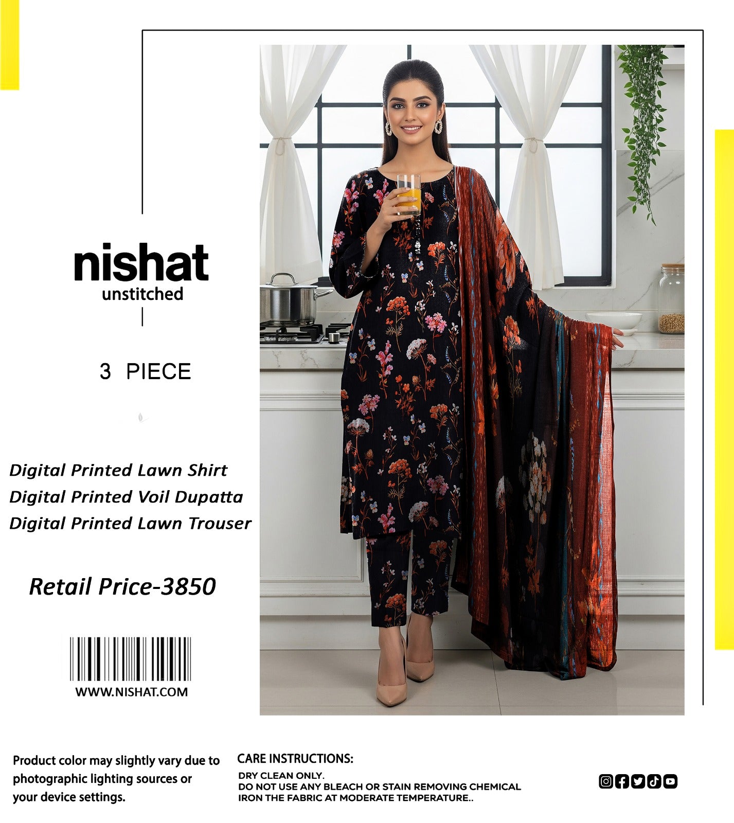 Nishat Unstitched 3 Piece Digital Printed Lawn Suit
