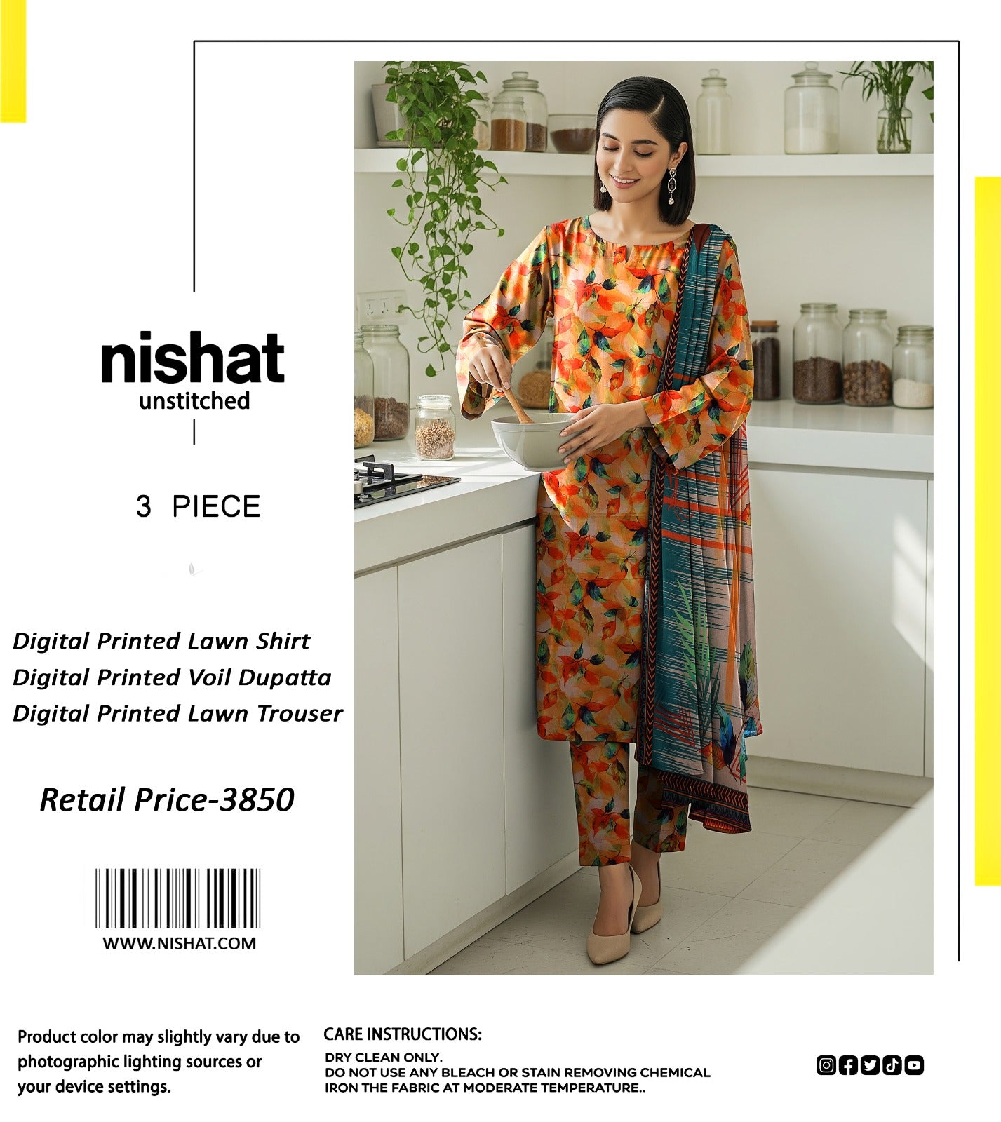 Nishat Unstitched 3 Piece Digital Printed Lawn Suit