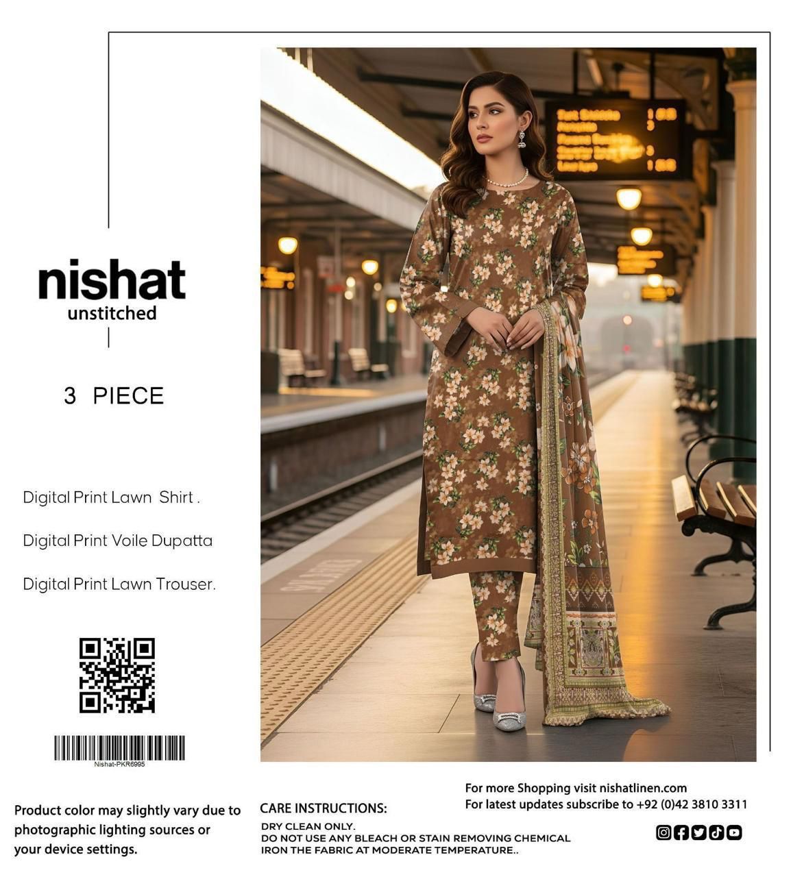 Nishat Inspired 3 Piece Unstitched Lawn Suit for Women