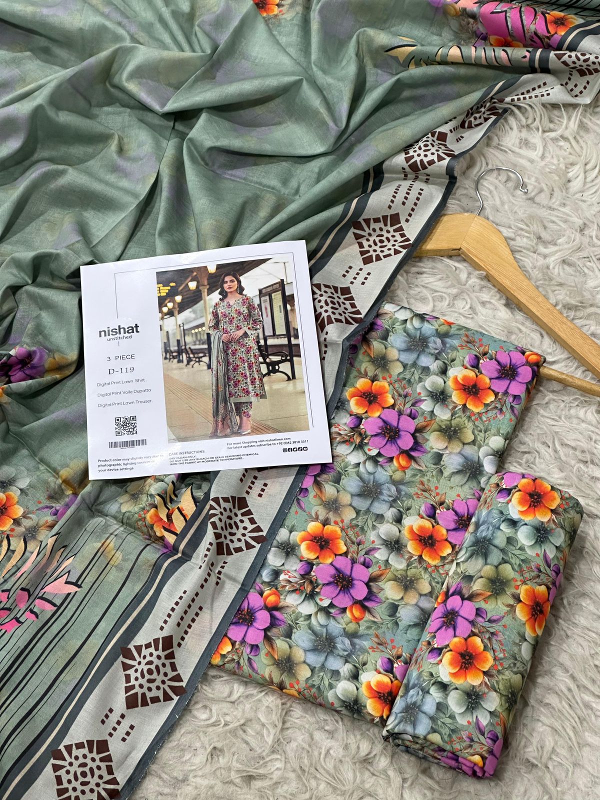 Nishat Inspired 3 Piece Unstitched Lawn Suit for Women