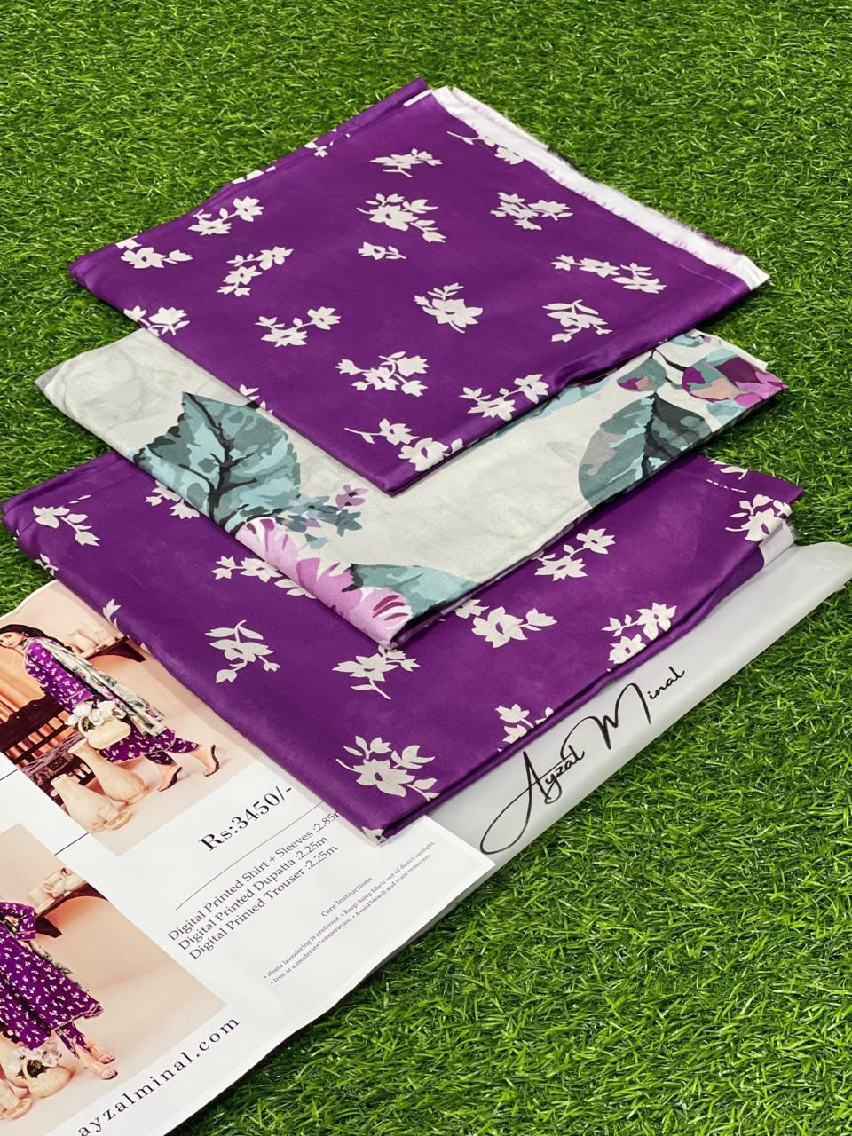 AYZAL MINAL Digital Print Lawn 3 Piece Suit for Women