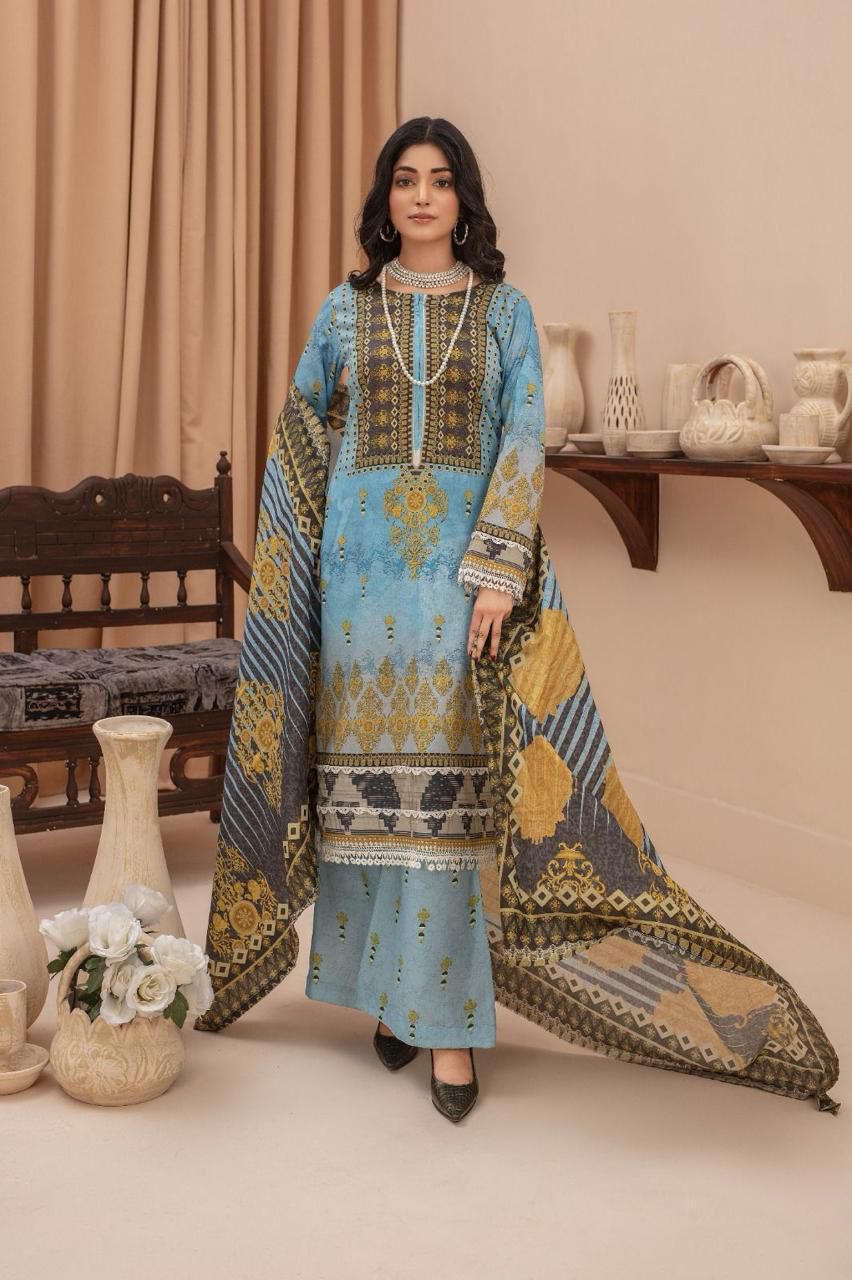 AYZAL MINAL Digital Print Lawn 3 Piece Suit for Women