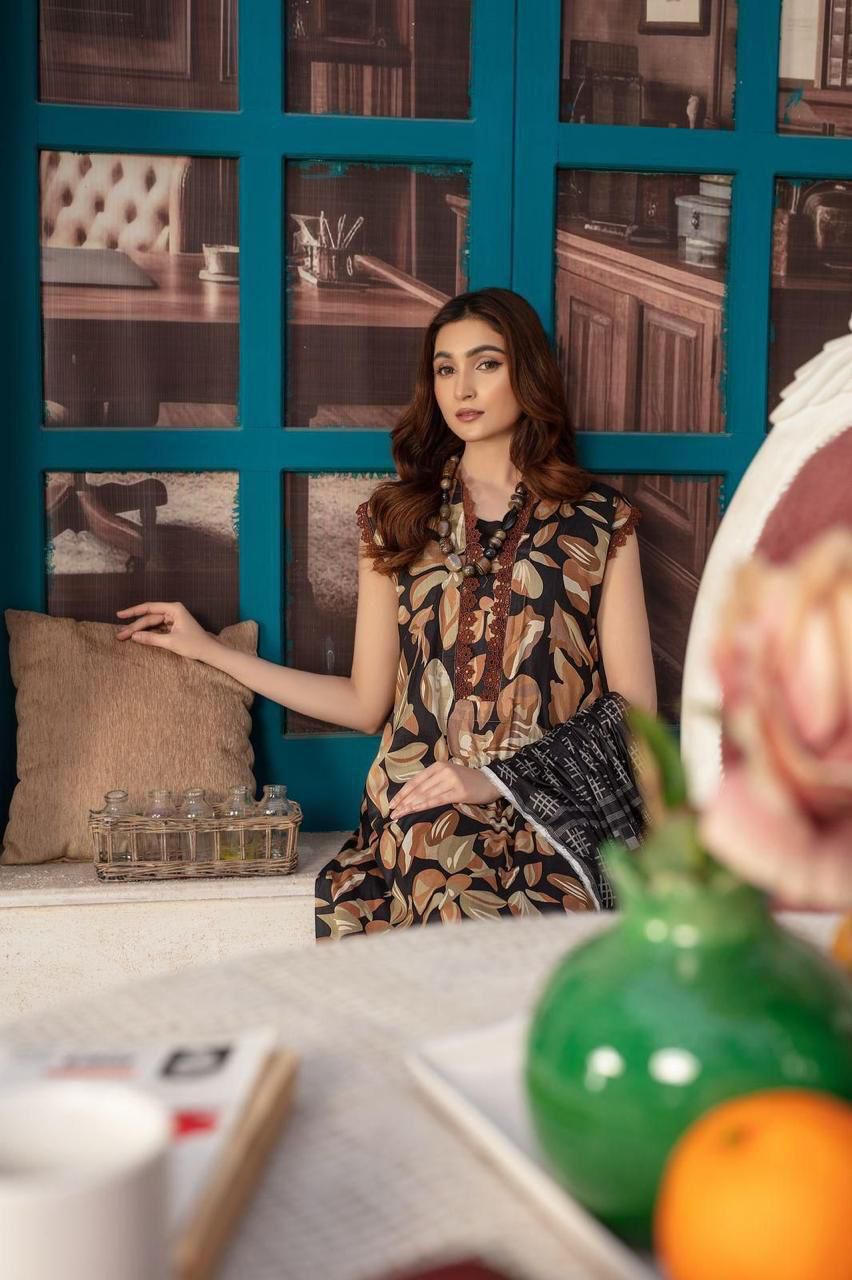 AYZAL MINAL Digital Print Lawn 3 Piece Suit for Women