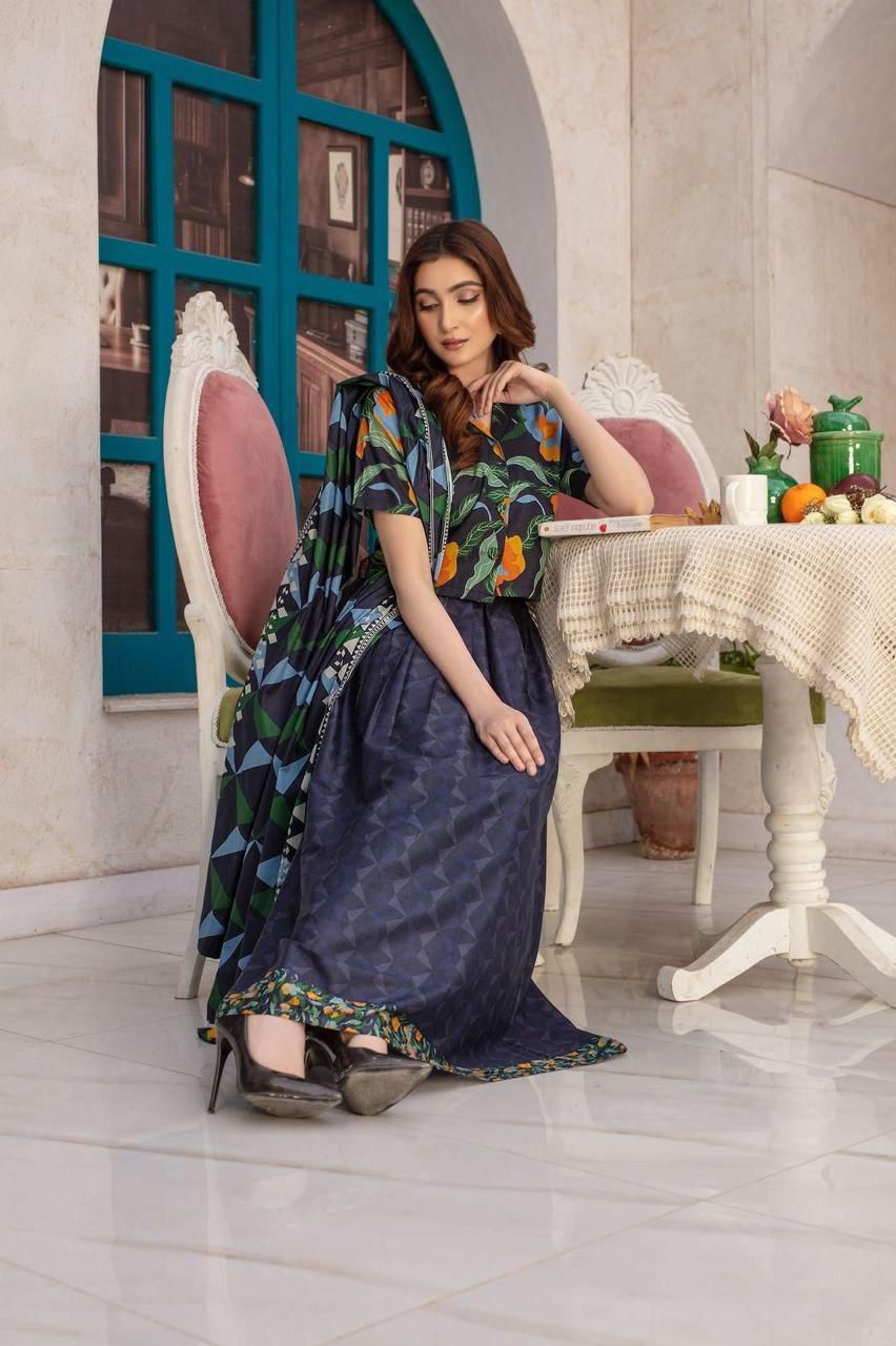 AYZAL MINAL Digital Print Lawn 3 Piece Suit for Women
