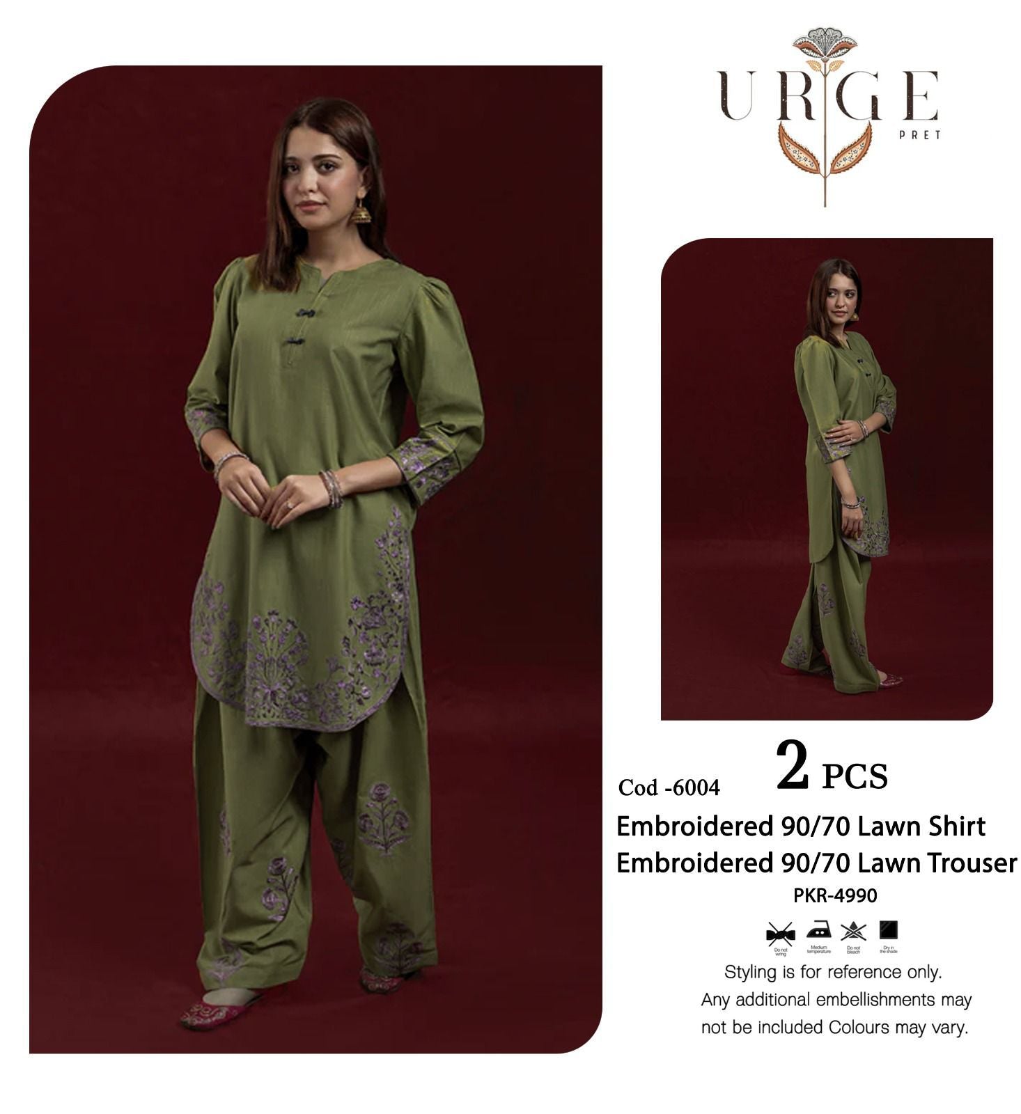 URGE Pret 2-Piece Embroidered Lawn Suit