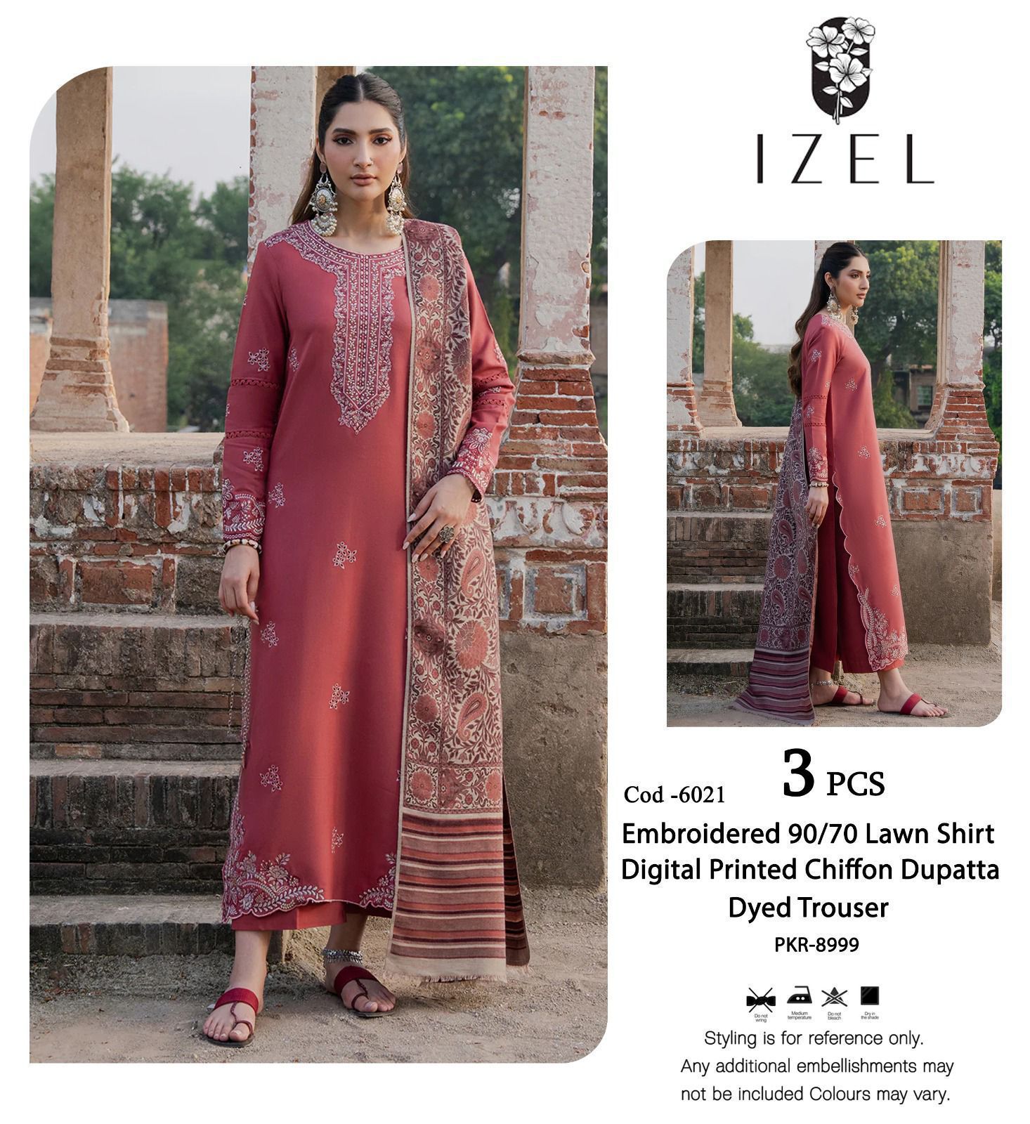 IZEL Luxury 3-Piece  Embroidered Lawn Suit