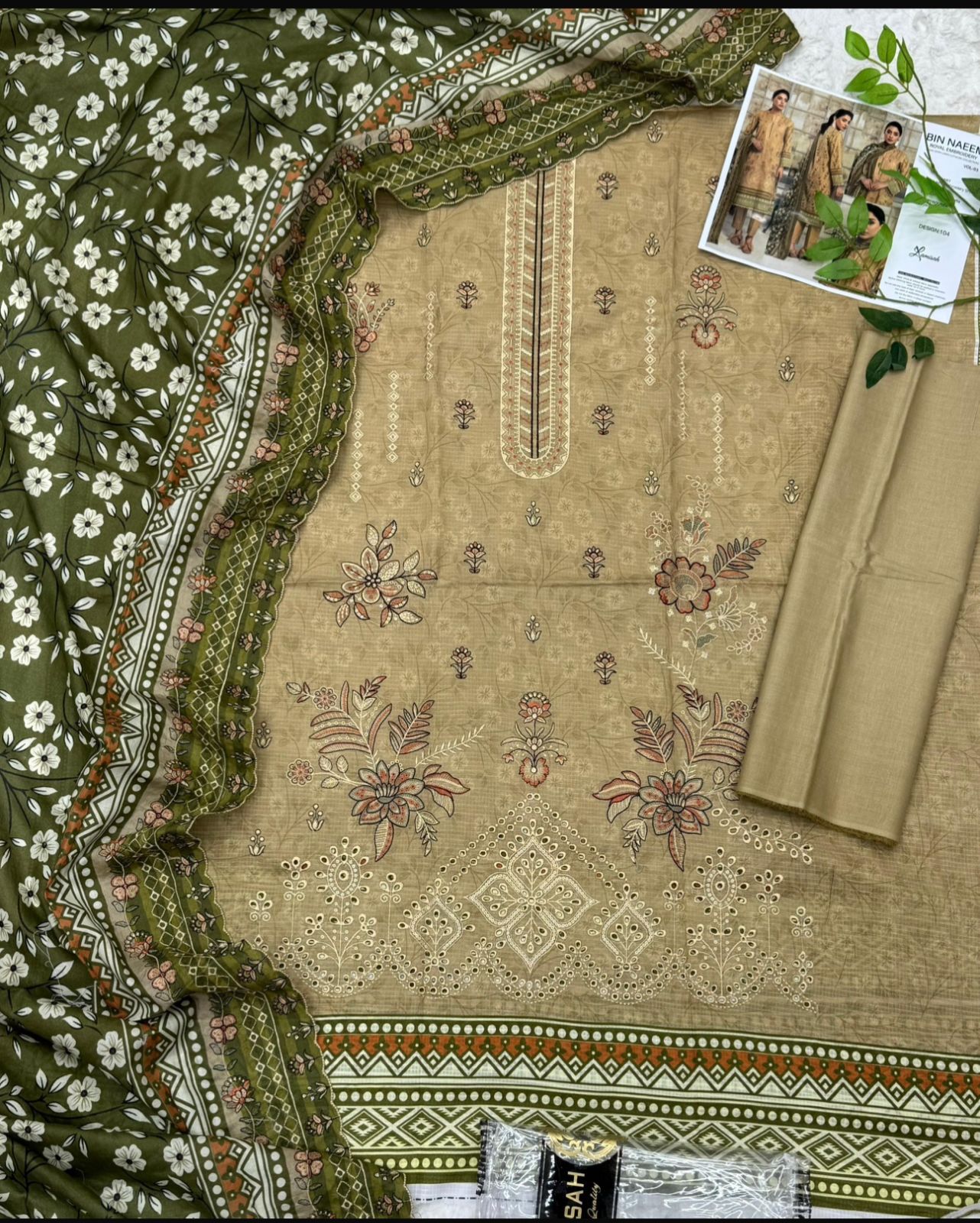 Bin Naeem by Lamisah Luxury Embroidered Doria Lawn 3 Piece Unstitched Suit - Heavy Embroidery Shirt with Cutwork Doria Lawn Dupatta