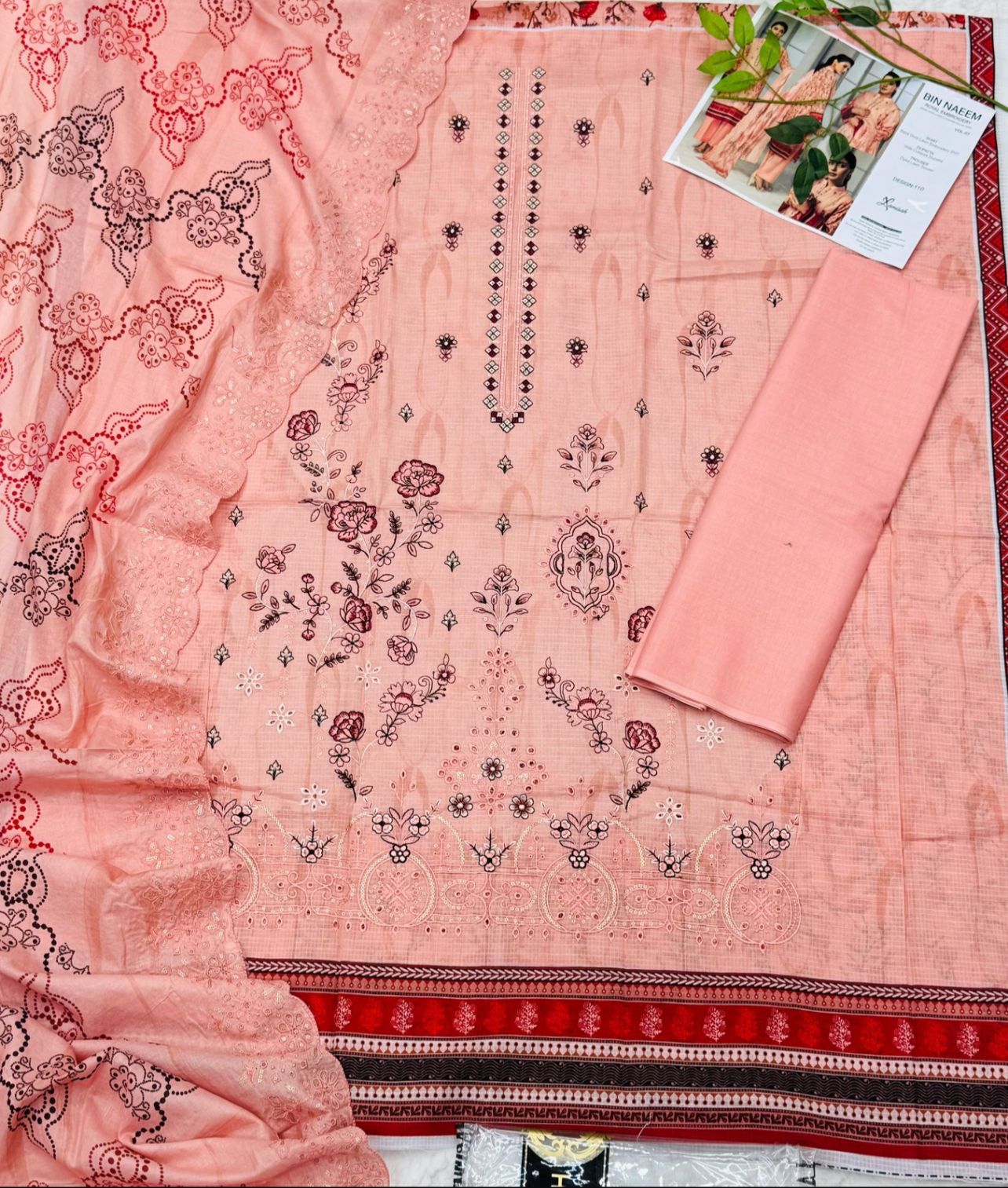 Bin Naeem by Lamisah Luxury Embroidered Doria Lawn 3 Piece Unstitched Suit - Heavy Embroidery Shirt with Cutwork Doria Lawn Dupatta