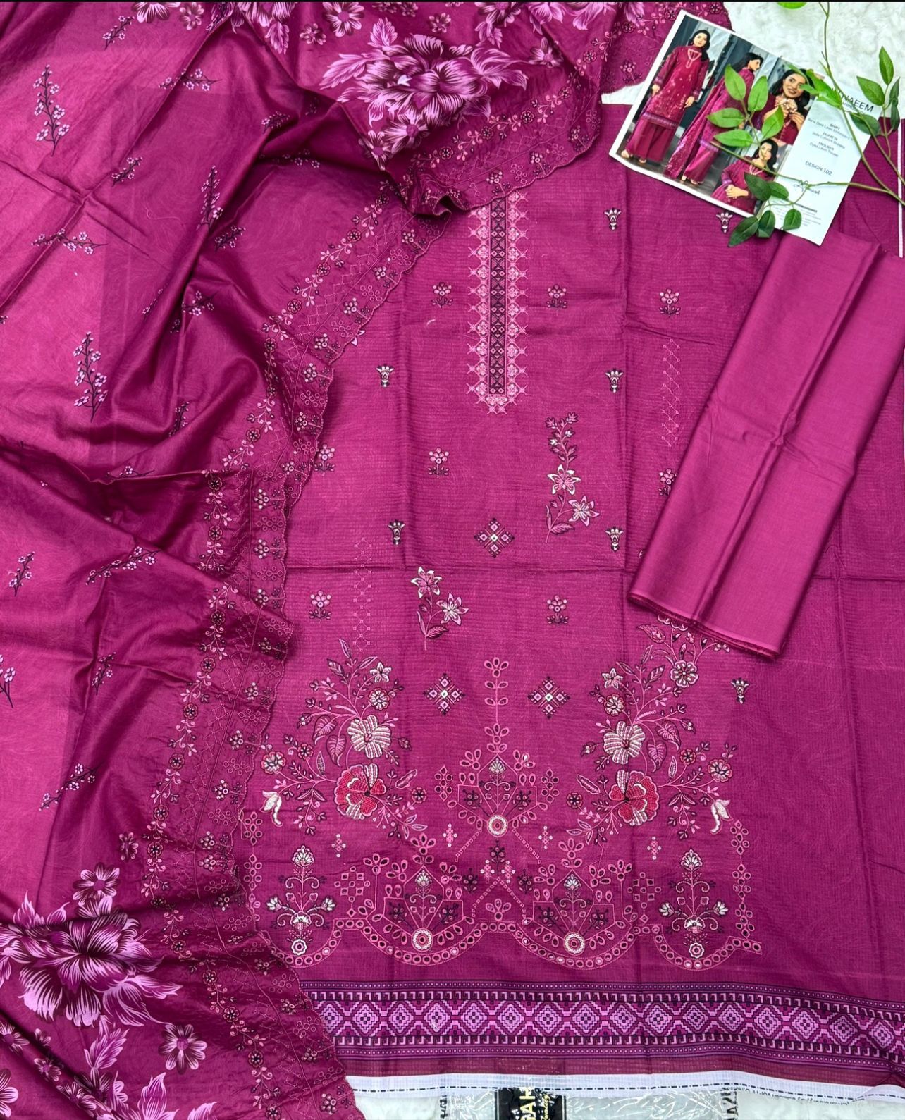 Bin Naeem by Lamisah Luxury Embroidered Doria Lawn 3 Piece Unstitched Suit - Heavy Embroidery Shirt with Cutwork Doria Lawn Dupatta