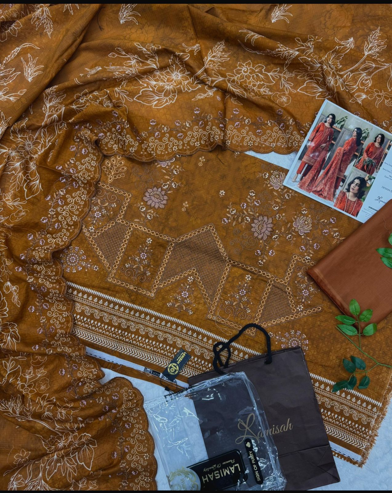 Bin Naeem by Lamisah Luxury Embroidered Doria Lawn 3 Piece Unstitched Suit - Heavy Embroidery Shirt with Cutwork Doria Lawn Dupatta