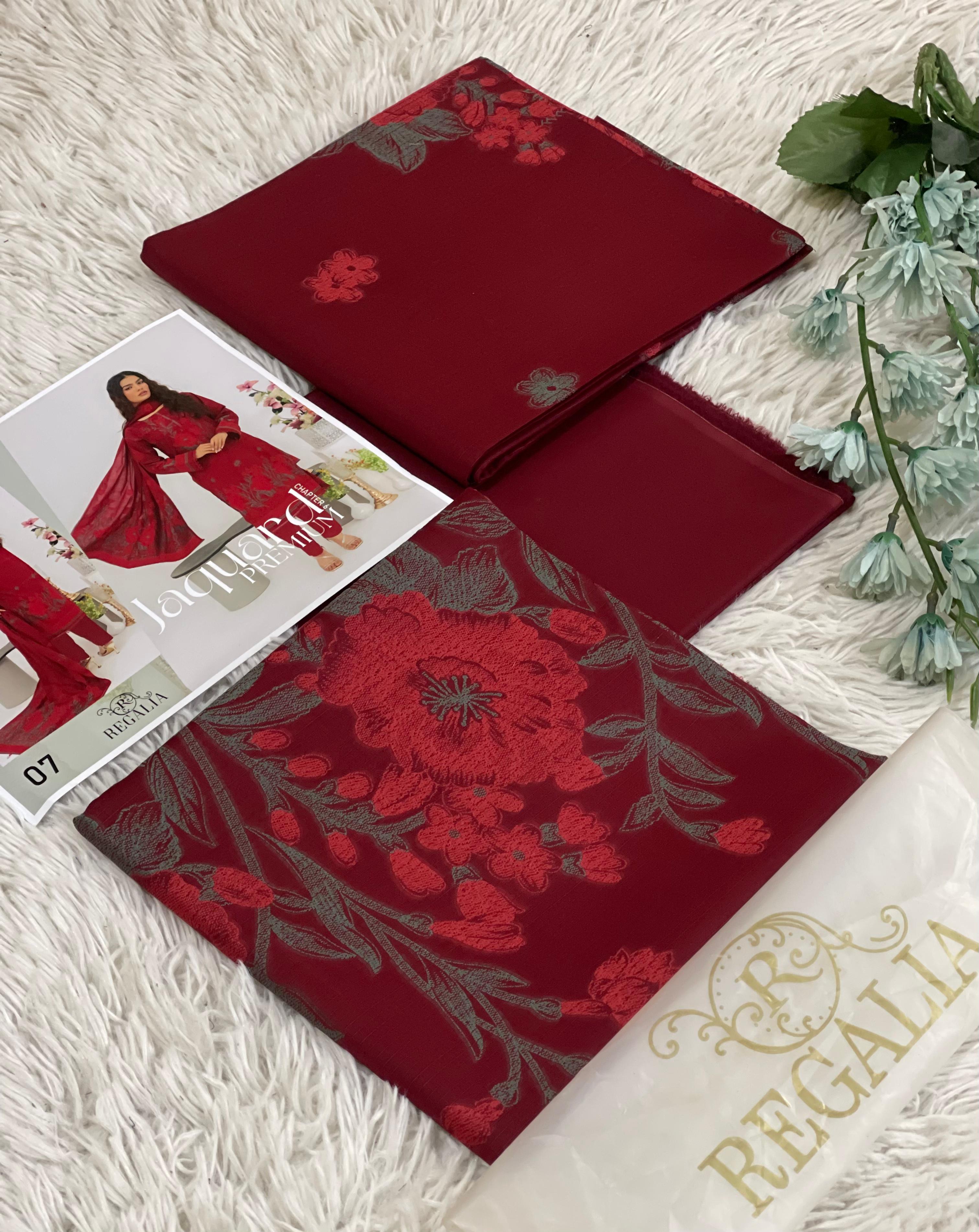 Regalia Jacquard 3PC  Suit – Premium Jacquard lawn  | 2026 Latest Collection