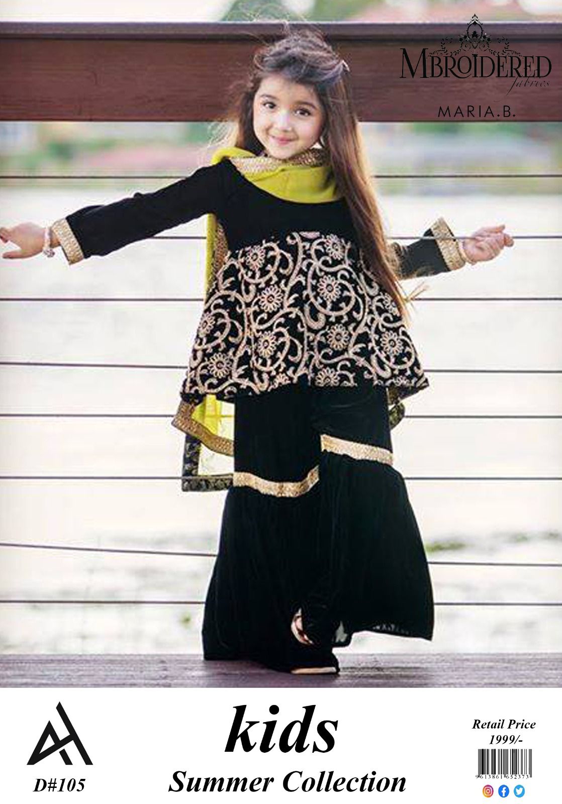 ✨ Maria B Kids Blue Printed Lawn 3 Piece Suit – Girls Summer Cotton Lawn Dress with Trouser & Dupatta | Soft & Comfortable Casual Wear