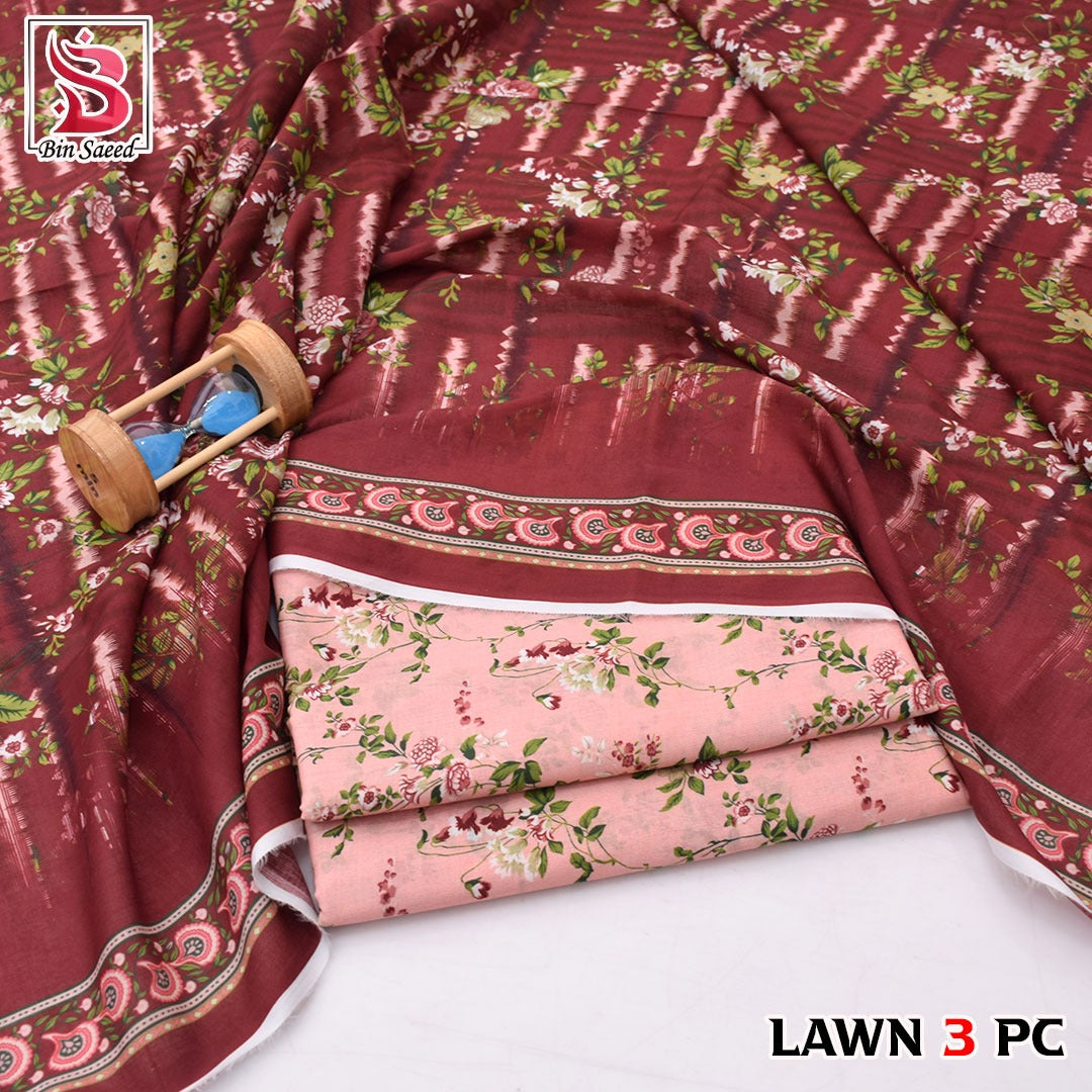 🌸 Bin Saeed Digital Printed Lawn 3PC Suit 2026 – Premium Summer Lawn Dress with Printed Dupatta | Soft Comfortable Lawn for Women | Elegant Casual & Party Wear