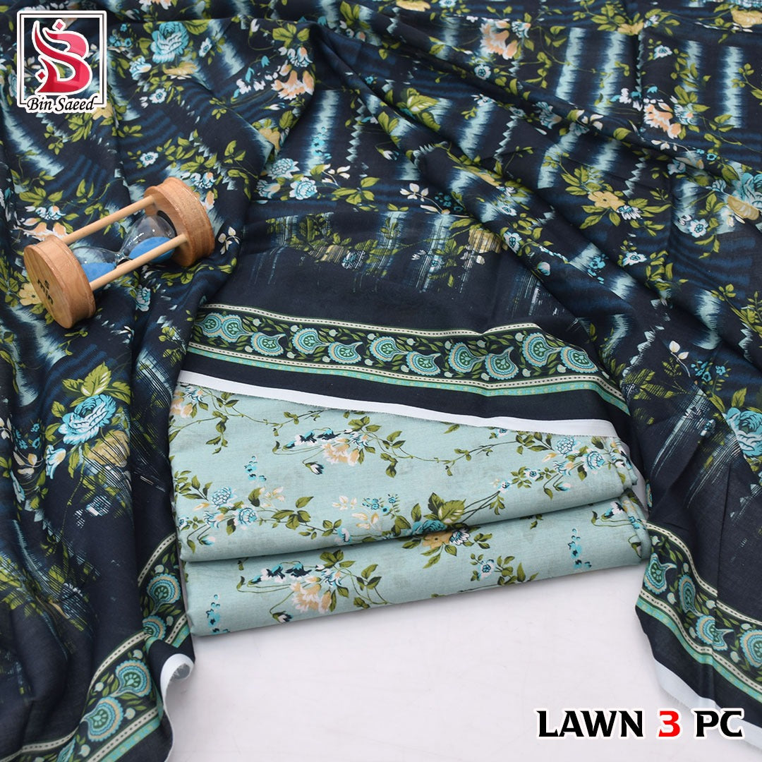 🌸 Bin Saeed Digital Printed Lawn 3PC Suit 2026 – Premium Summer Lawn Dress with Printed Dupatta | Soft Comfortable Lawn for Women | Elegant Casual & Party Wear