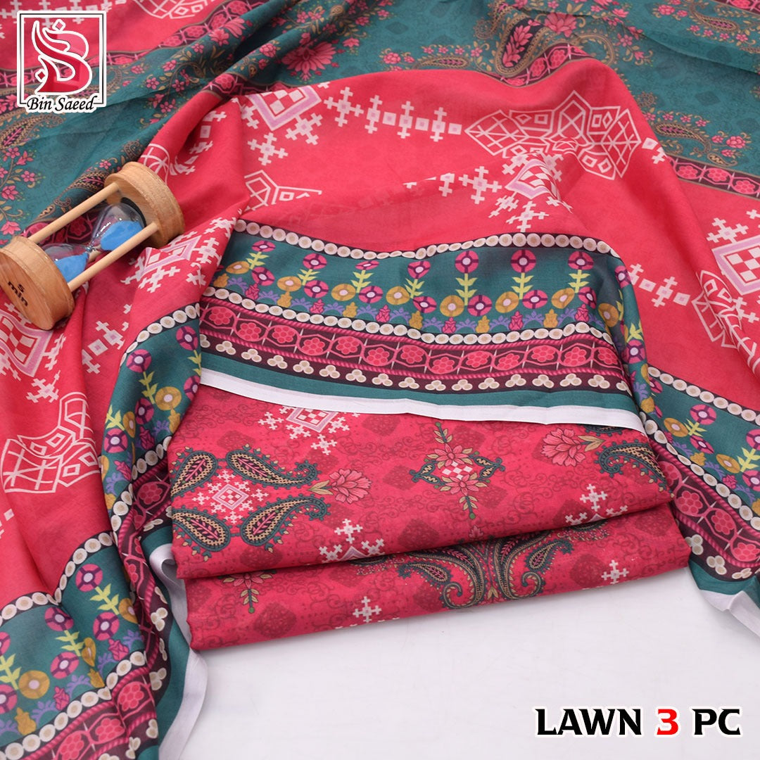 🌸 Bin Saeed Digital Printed Lawn 3PC Suit 2026 – Premium Summer Lawn Dress with Printed Dupatta | Soft Comfortable Lawn for Women | Elegant Casual & Party Wear