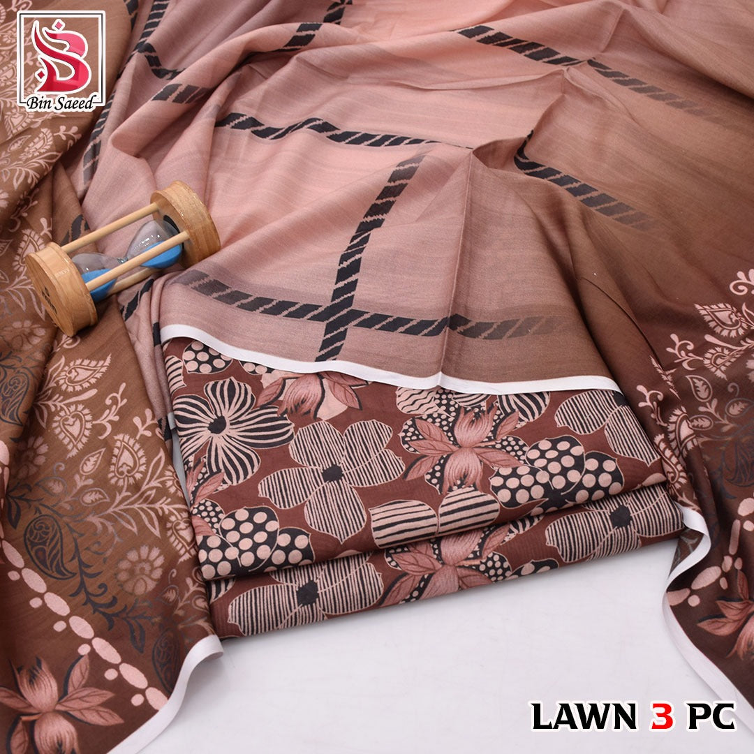 🌸 Bin Saeed Digital Printed Lawn 3PC Suit 2026 – Premium Summer Lawn Dress with Printed Dupatta | Soft Comfortable Lawn for Women | Elegant Casual & Party Wear