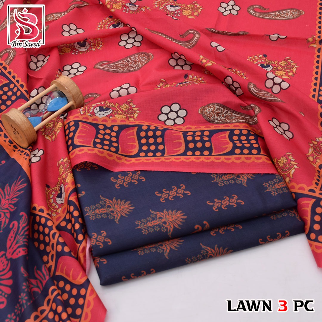 🌸 Bin Saeed Digital Printed Lawn 3PC Suit 2026 – Premium Summer Lawn Dress with Printed Dupatta | Soft Comfortable Lawn for Women | Elegant Casual & Party Wear
