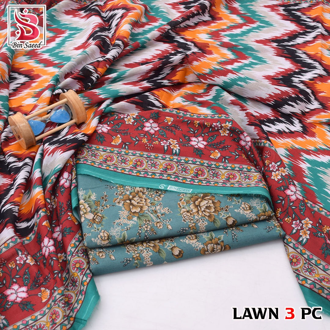 🌸 Bin Saeed Digital Printed Lawn 3PC Suit 2026 – Premium Summer Lawn Dress with Printed Dupatta | Soft Comfortable Lawn for Women | Elegant Casual & Party Wear