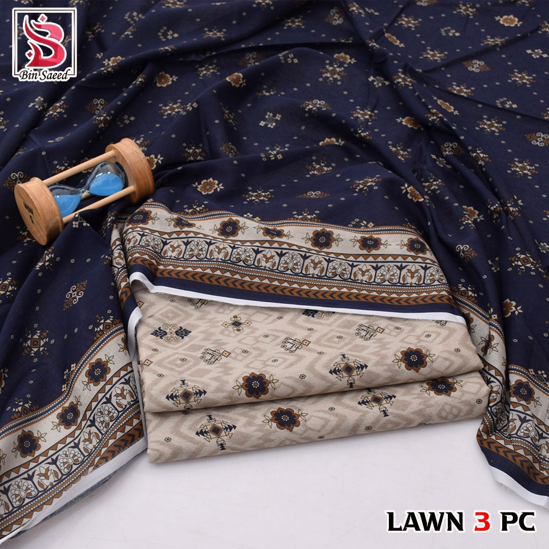 🌸 Bin Saeed Digital Printed Lawn 3PC Suit 2026 – Premium Summer Lawn Dress with Printed Dupatta | Soft Comfortable Lawn for Women | Elegant Casual & Party Wear