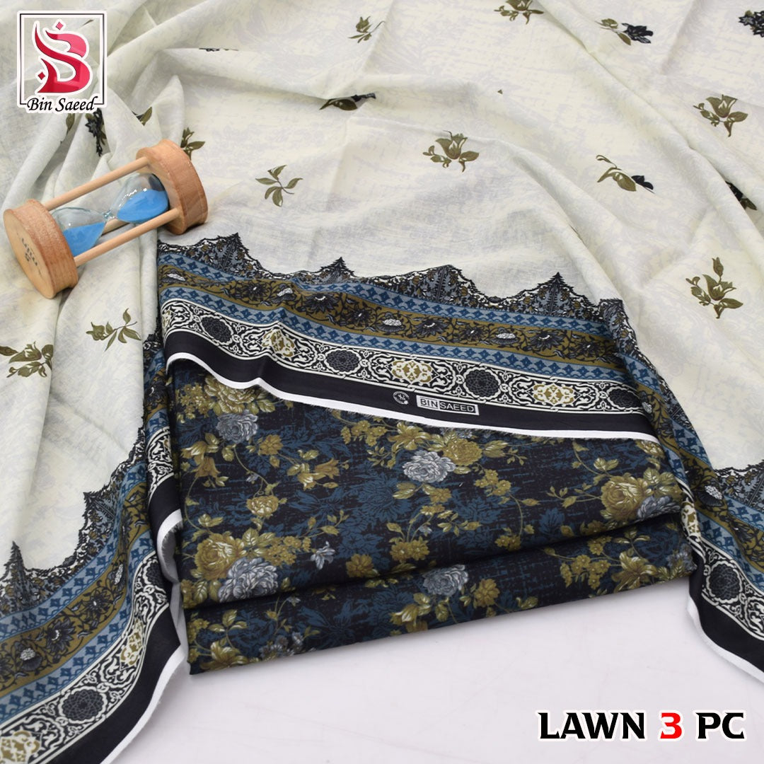🌸 Bin Saeed Digital Printed Lawn 3PC Suit 2026 – Premium Summer Lawn Dress with Printed Dupatta | Soft Comfortable Lawn for Women | Elegant Casual & Party Wear