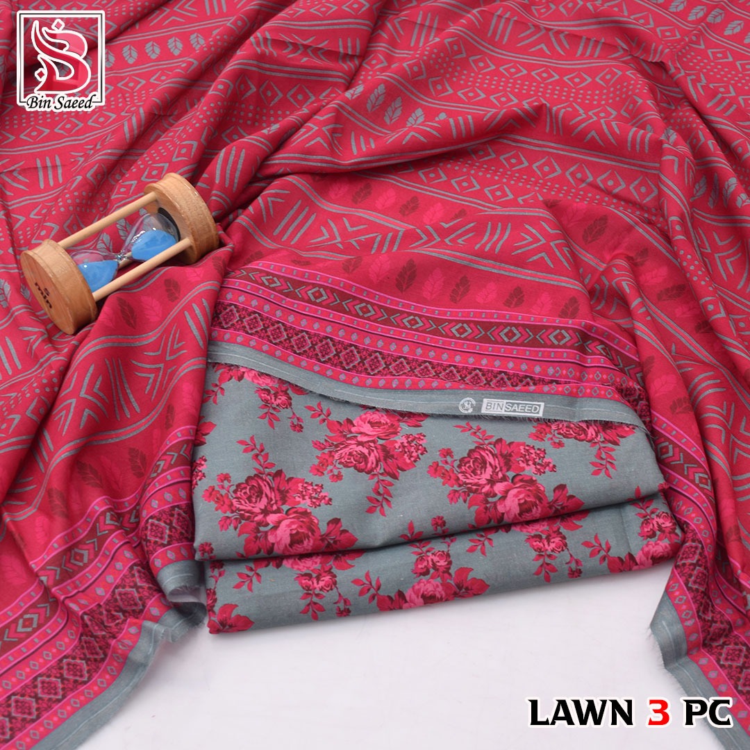🌸 Bin Saeed Digital Printed Lawn 3PC Suit 2026 – Premium Summer Lawn Dress with Printed Dupatta | Soft Comfortable Lawn for Women | Elegant Casual & Party Wear