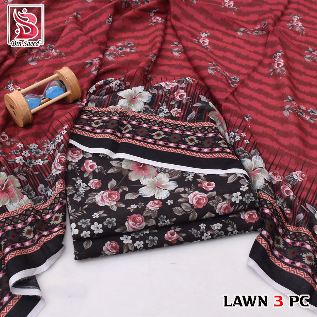 🌸 Bin Saeed Digital Printed Lawn 3PC Suit 2026 – Premium Summer Lawn Dress with Printed Dupatta | Soft Comfortable Lawn for Women | Elegant Casual & Party Wear