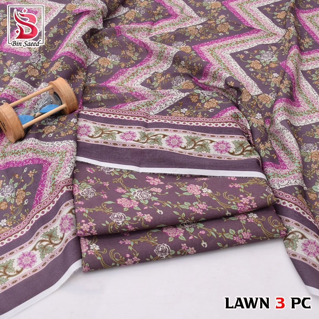 🌸 Bin Saeed Digital Printed Lawn 3PC Suit 2026 – Premium Summer Lawn Dress with Printed Dupatta | Soft Comfortable Lawn for Women | Elegant Casual & Party Wear