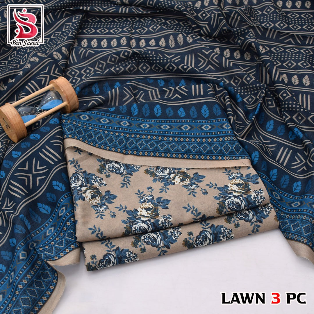 🌸 Bin Saeed Digital Printed Lawn 3PC Suit 2026 – Premium Summer Lawn Dress with Printed Dupatta | Soft Comfortable Lawn for Women | Elegant Casual & Party Wear