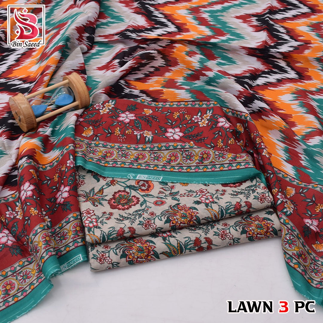 🌸 Bin Saeed Digital Printed Lawn 3PC Suit 2026 – Premium Summer Lawn Dress with Printed Dupatta | Soft Comfortable Lawn for Women | Elegant Casual & Party Wear
