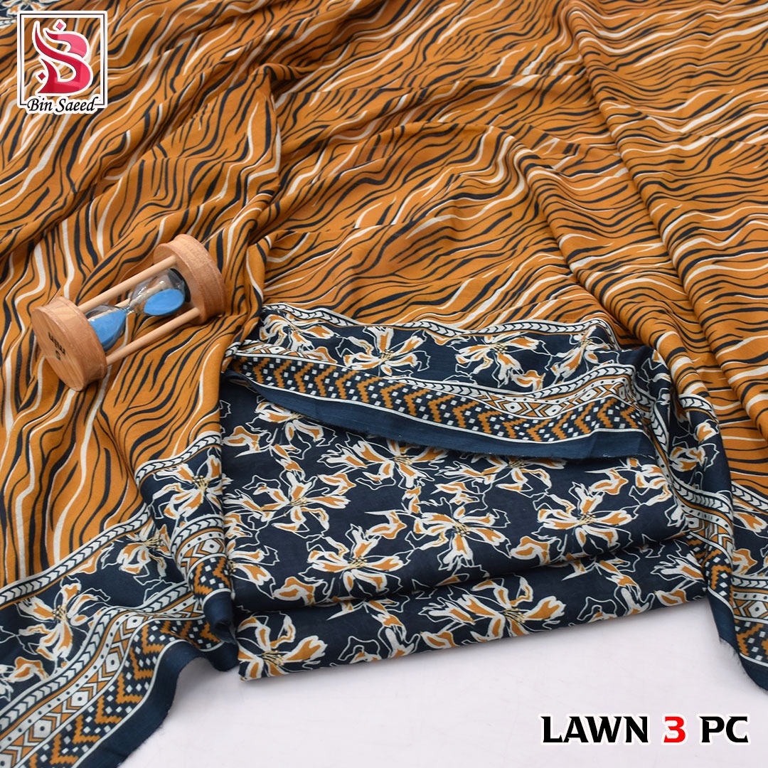 🌸 Bin Saeed Digital Printed Lawn 3PC Suit 2026 – Premium Summer Lawn Dress with Printed Dupatta | Soft Comfortable Lawn for Women | Elegant Casual & Party Wear