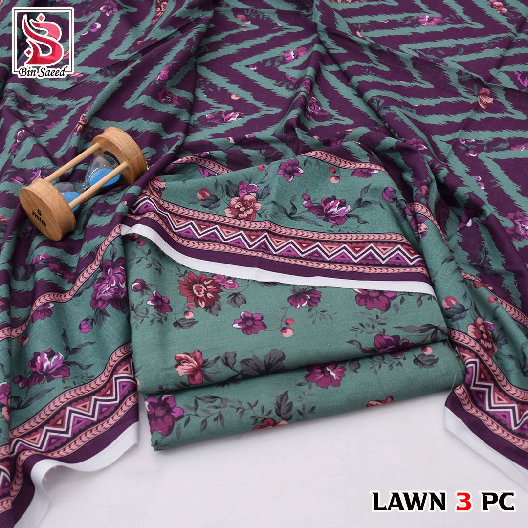 🌸 Bin Saeed Digital Printed Lawn 3PC Suit 2026 – Premium Summer Lawn Dress with Printed Dupatta | Soft Comfortable Lawn for Women | Elegant Casual & Party Wear
