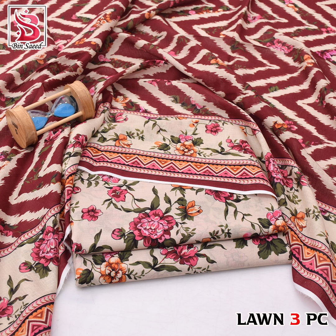🌸 Bin Saeed Digital Printed Lawn 3PC Suit 2026 – Premium Summer Lawn Dress with Printed Dupatta | Soft Comfortable Lawn for Women | Elegant Casual & Party Wear