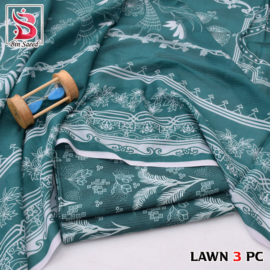 🌸 Bin Saeed Digital Printed Lawn 3PC Suit 2026 – Premium Summer Lawn Dress with Printed Dupatta | Soft Comfortable Lawn for Women | Elegant Casual & Party Wear