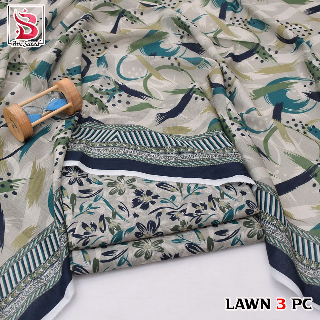 🌸 Bin Saeed Digital Printed Lawn 3PC Suit 2026 – Premium Summer Lawn Dress with Printed Dupatta | Soft Comfortable Lawn for Women | Elegant Casual & Party Wear
