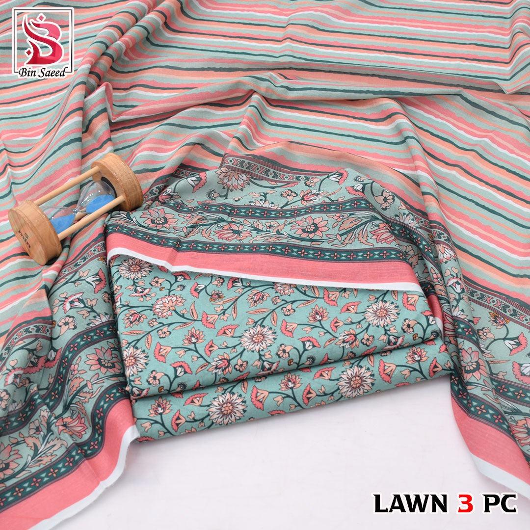 🌸 Bin Saeed Digital Printed Lawn 3PC Suit 2026 – Premium Summer Lawn Dress with Printed Dupatta | Soft Comfortable Lawn for Women | Elegant Casual & Party Wear
