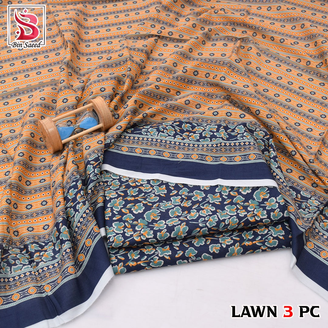 🌸 Bin Saeed Digital Printed Lawn 3PC Suit 2026 – Premium Summer Lawn Dress with Printed Dupatta | Soft Comfortable Lawn for Women | Elegant Casual & Party Wear