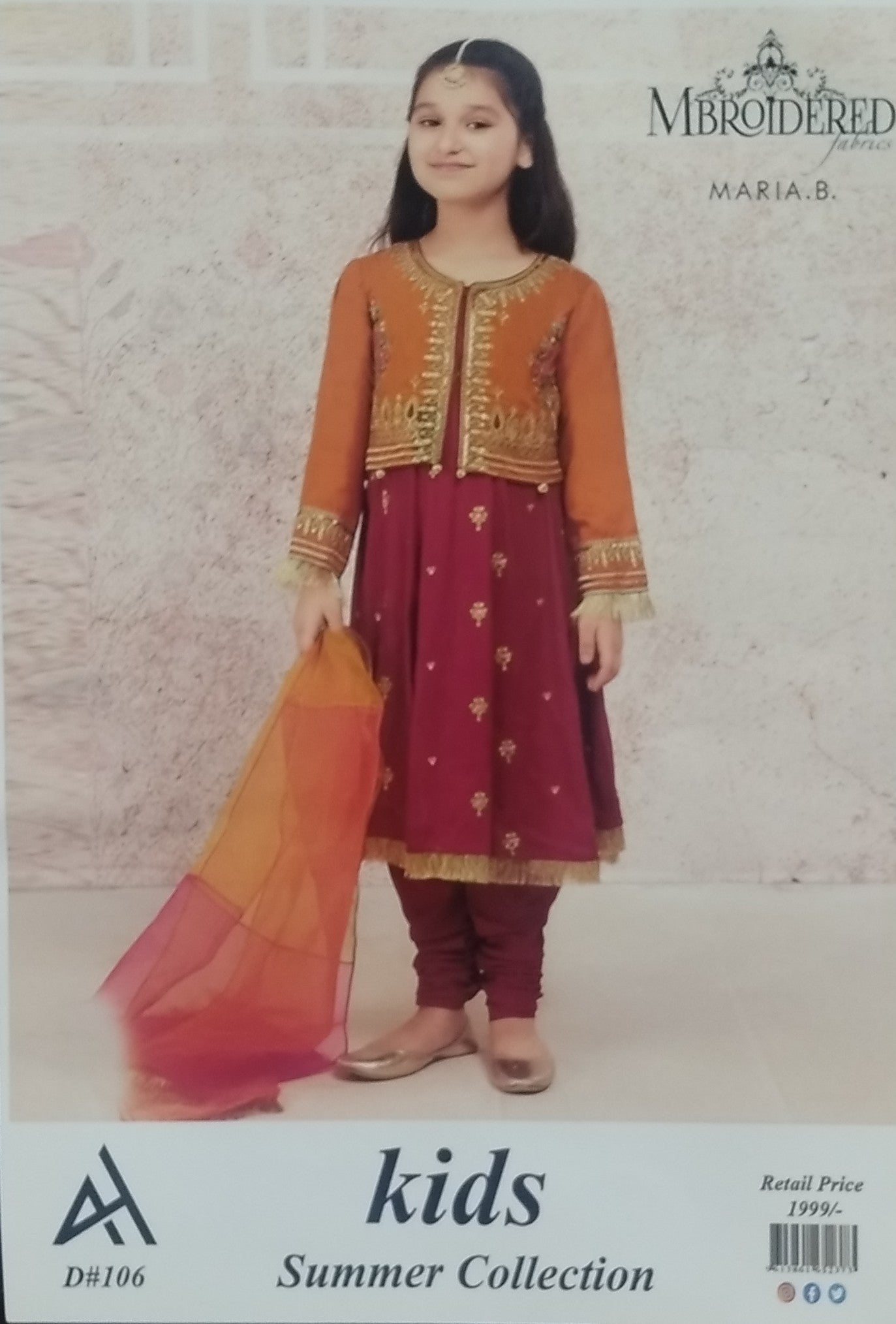 ✨ Maria B Kids Blue Printed Lawn 3 Piece Suit – Girls Summer Cotton Lawn Dress with Trouser & Dupatta | Soft & Comfortable Casual Wear