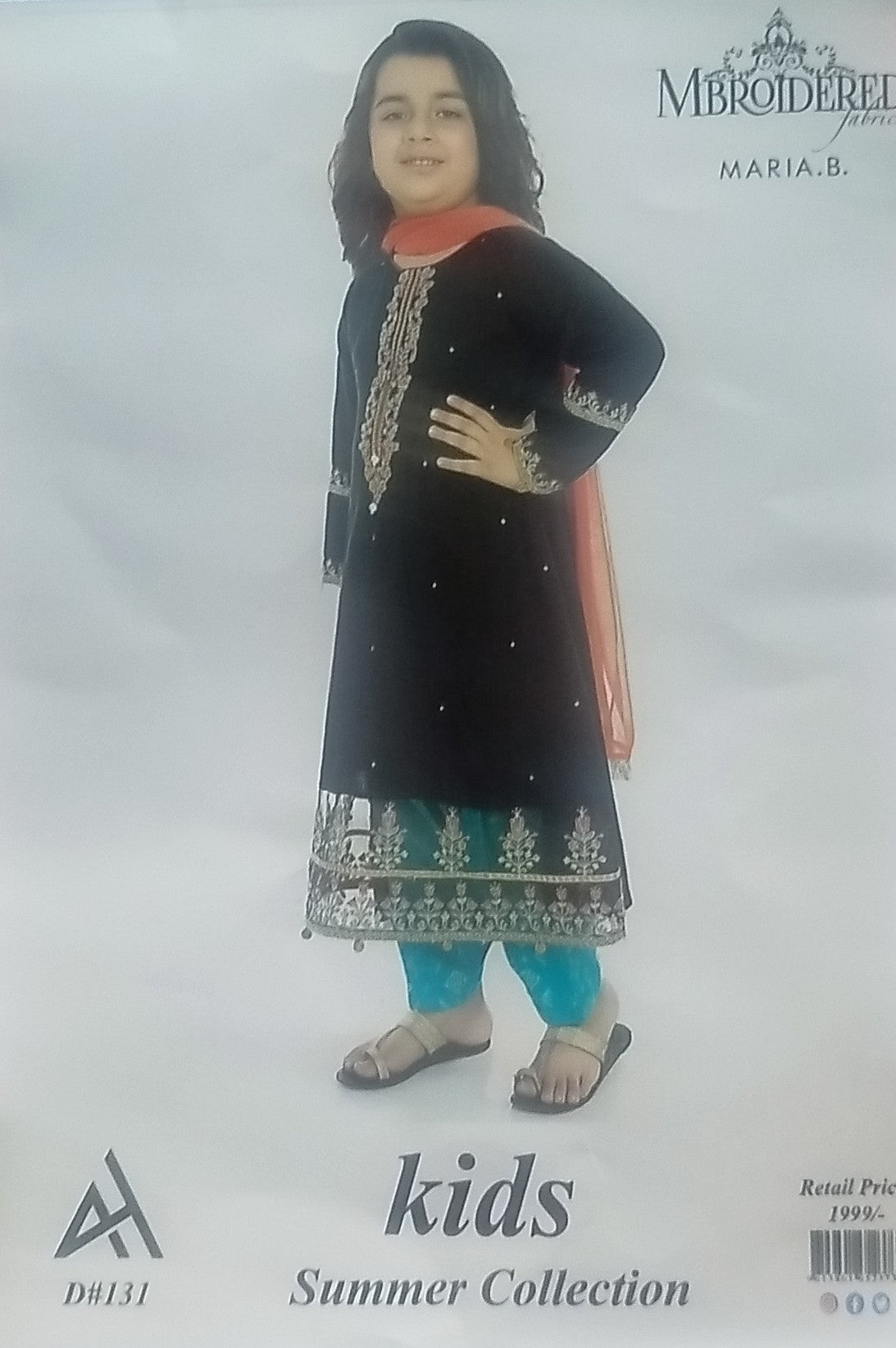 ✨ Maria B Kids Blue Printed Lawn 3 Piece Suit – Girls Summer Cotton Lawn Dress with Trouser & Dupatta | Soft & Comfortable Casual Wear