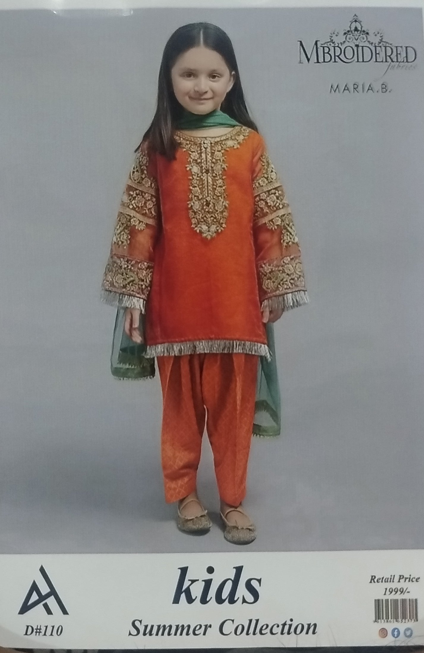 ✨ Maria B Kids Blue Printed Lawn 3 Piece Suit – Girls Summer Cotton Lawn Dress with Trouser & Dupatta | Soft & Comfortable Casual Wear